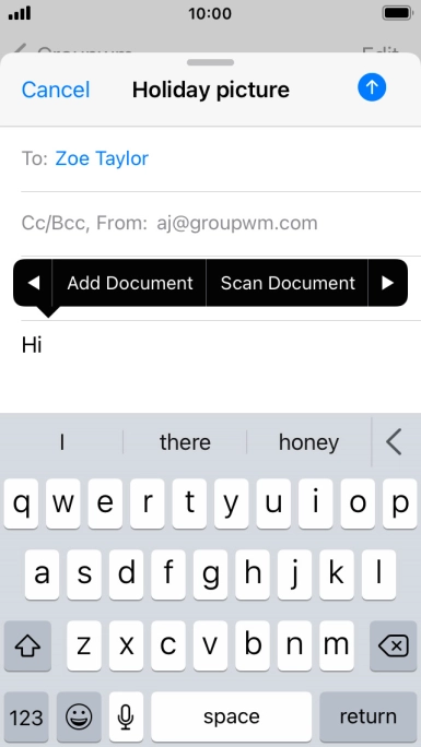 Press Add Document and follow the instructions on the screen to attach a document.