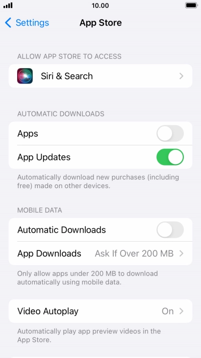 Press the indicators next to the required content types to turn the function on or off.