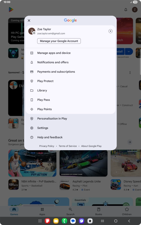 Press Manage apps and device.