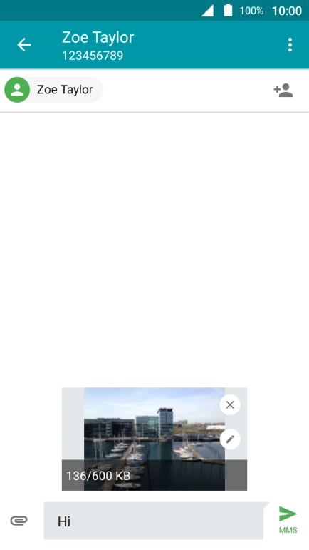 Press the send icon when you've finished your picture message.