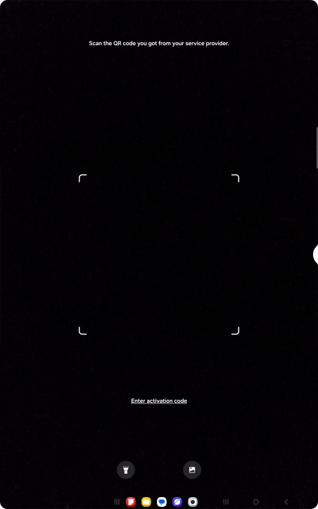 Place the QR code you've received inside the tablet camera frame to scan the code.