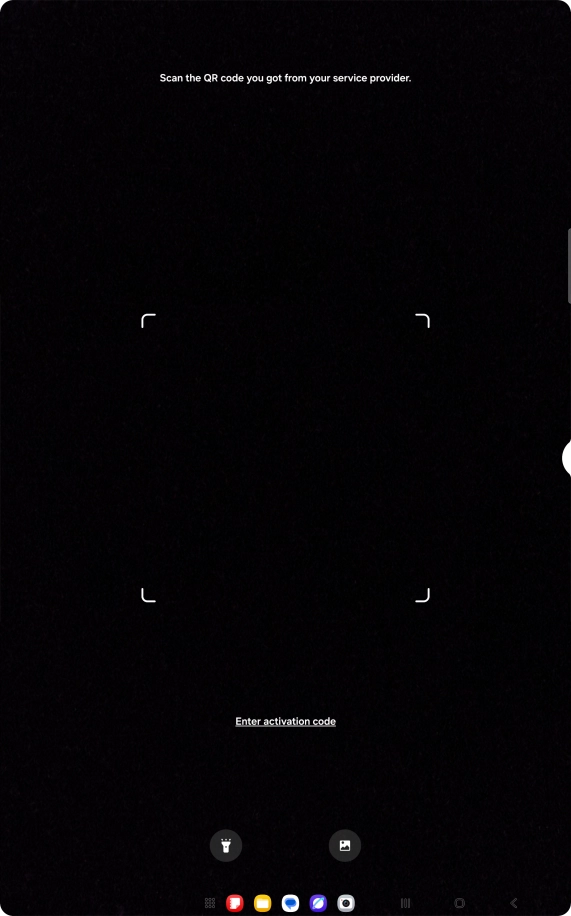 Place the QR code you've received inside the tablet camera frame to scan the code.