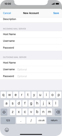 Press Username and key in the username for your email account. Please note that if you're using Vodafone's outgoing server, leave the username field empty.