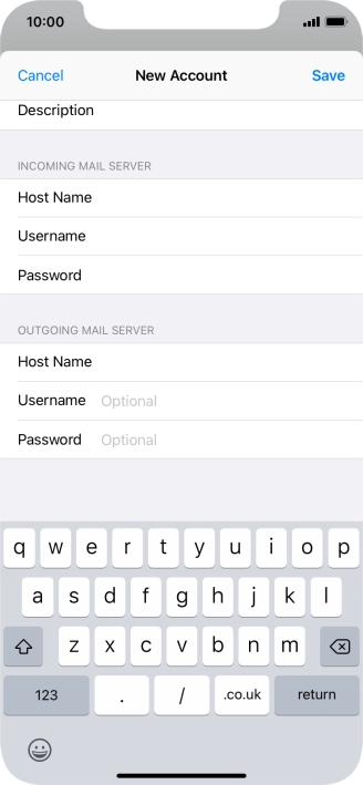 Press Username and key in the username for your email account. Please note that if you're using Vodafone's outgoing server, leave the username field empty.