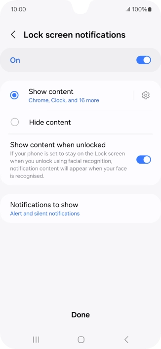 Press the required settings to turn them on or off.