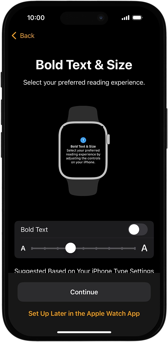 On your phone: Follow the instructions on the screen to select the required settings and press Continue.