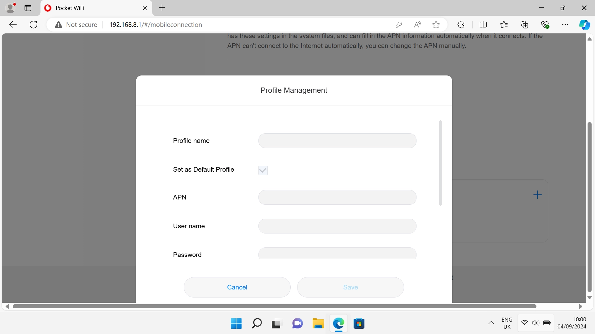 Click the field next to 