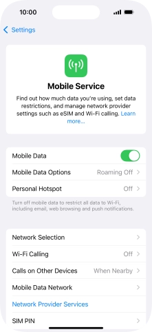 Press Mobile Data Options.