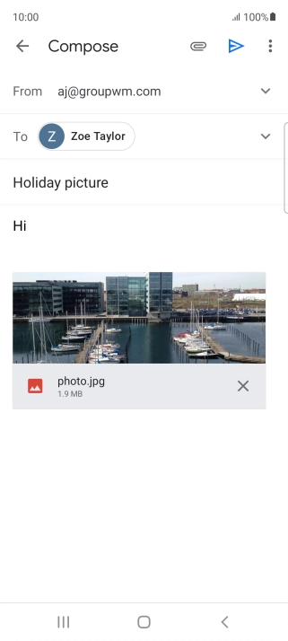 Press the send icon when you've finished your email message.
