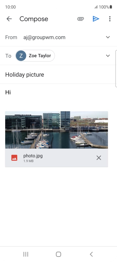Press the send icon when you've finished your email message.