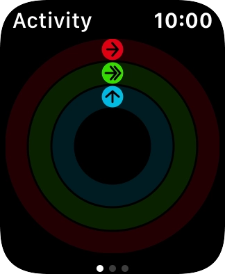 The screen will tell you how far you are from completing your daily activity goals. When the coloured rings are closed, you've reached the goals of your daily activity.