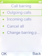 Select the required barring category.