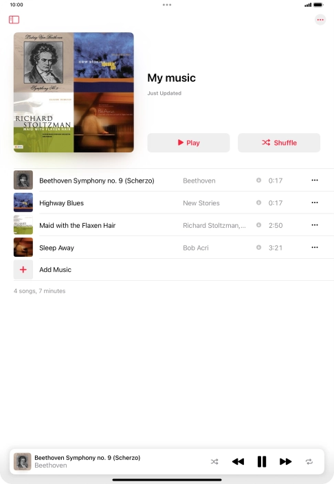 Press the song title.