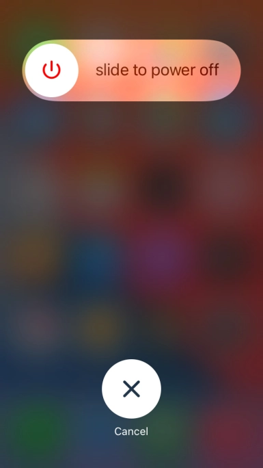 Press and drag the power off icon right.