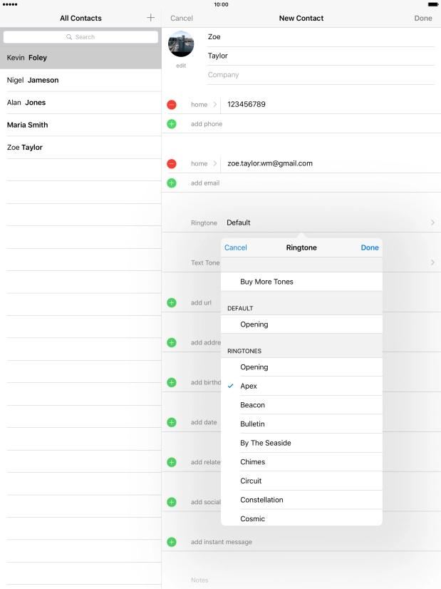 Once you've found a ring tone you like, press Done. Once you've found a ring tone you like, press Done.