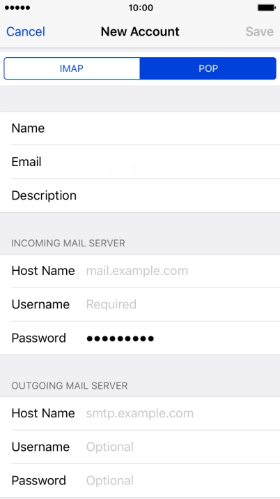 Press Host Name and key in the name your email provider's incoming server.
