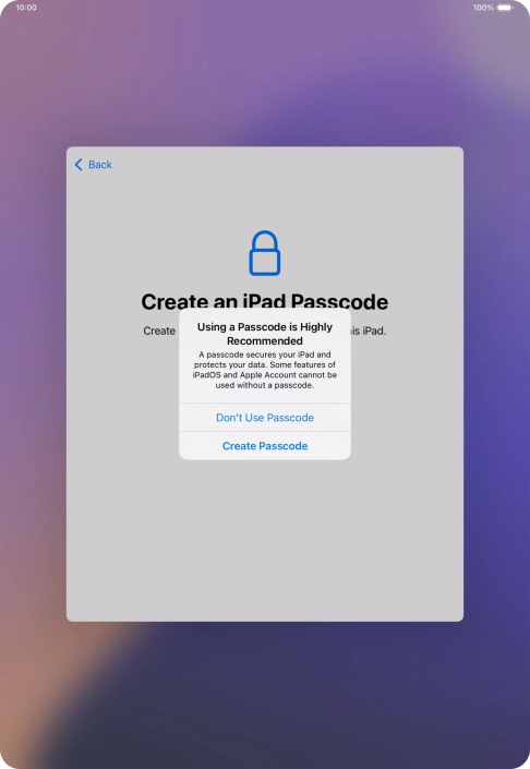 If you turn off the function, press Don't Use Passcode.