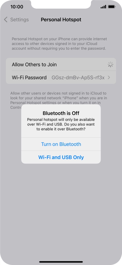 If Wi-Fi is turned on, press Wi-Fi and USB Only.