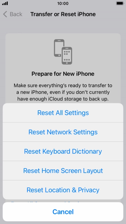 Press Reset All Settings.