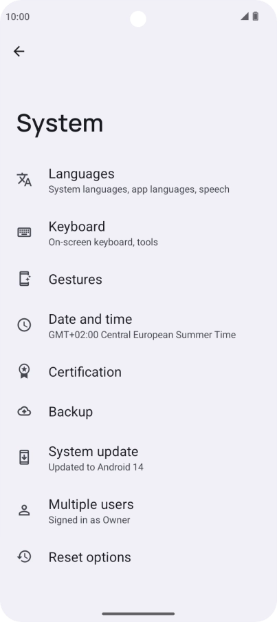 Press Reset options.