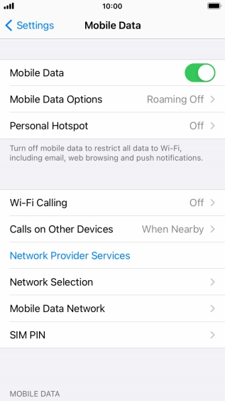Press Mobile Data Options.
