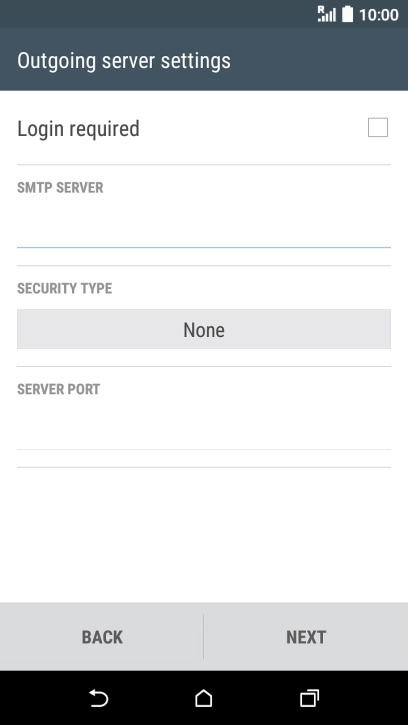 Press Login required to turn the function on or off. Please note that if you're using Vodafone's outgoing server, turn off SMTP authentication and leave the username and password fields empty.