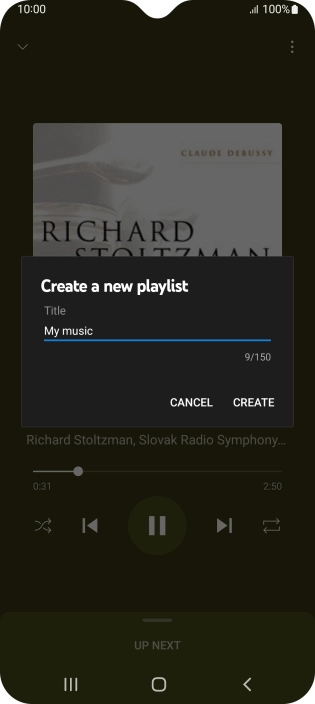 Key in a name for the playlist and press CREATE.
