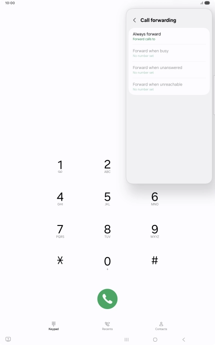 Press the required divert type.