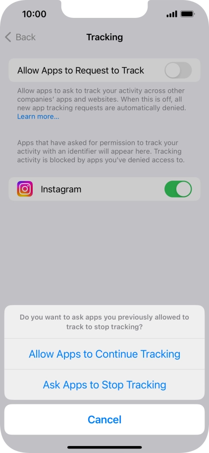 If you turn off the function, press the required setting.