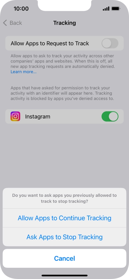 If you turn off the function, press the required setting.