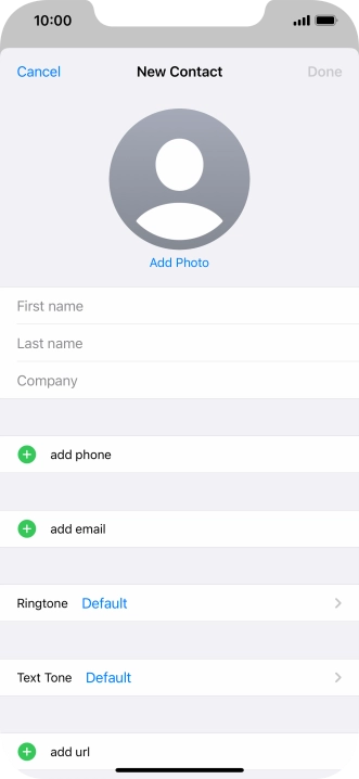 Press First name and key in the first name.