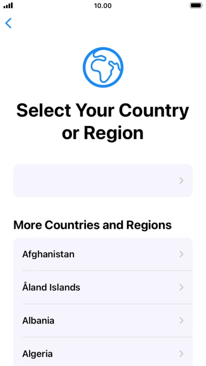 Press the required country or area.