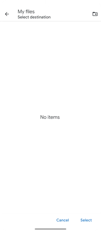 To create a new folder, press the new folder icon and follow the instructions on the screen to create a new folder.
