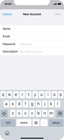 Press Password and key in the password for your email account.