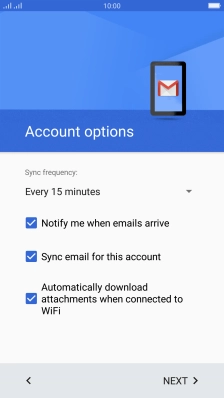 If this screen is displayed, you email account has been recognised and set up automatically. Follow the instructions on the screen to key in more information and finish setting up your phone.
