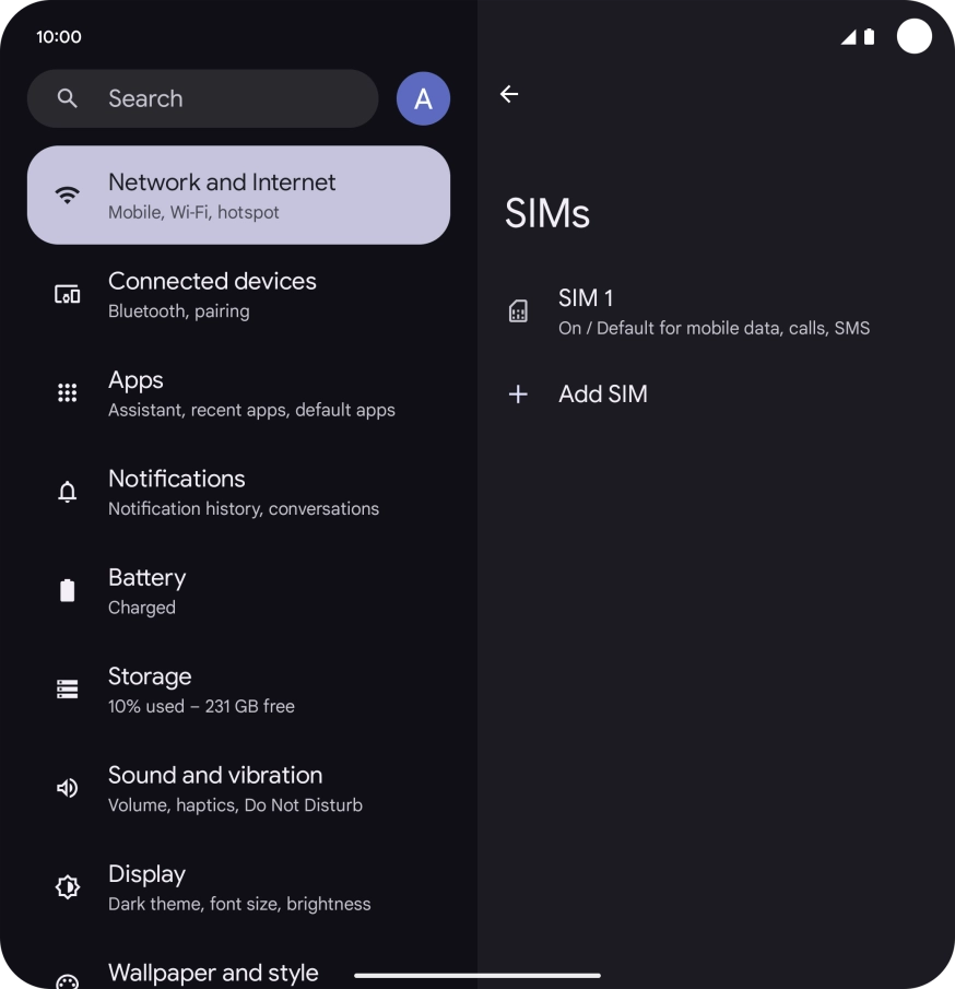 Press the name of the SIM.