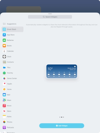 Slide your finger right or left on the screen to select the required widget size. Slide your finger right or left on the screen to select the required widget size.