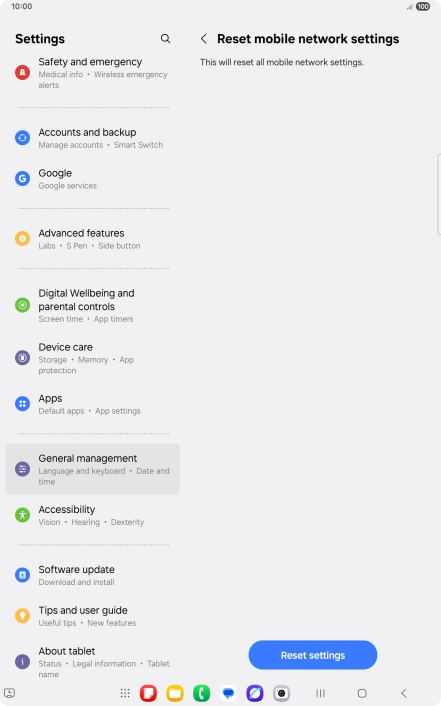 Press Reset settings.