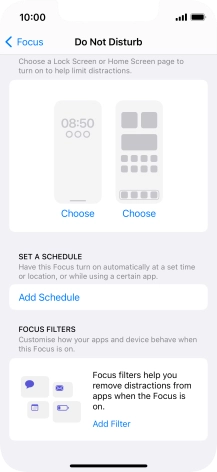 Press Add Schedule and follow the instructions on the screen to select settings for automatic activation of Do Not Disturb.