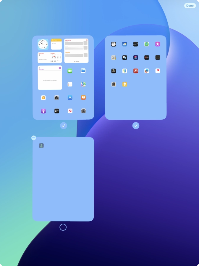 Press the delete icon next to the required home screen page.