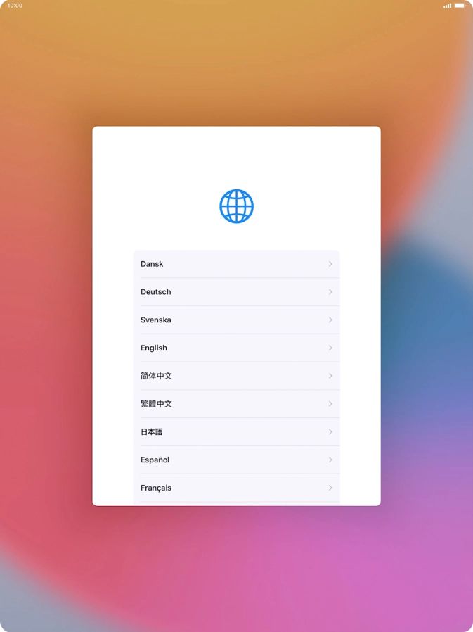 Press the required language.