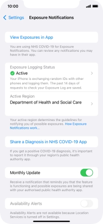 Press Exposure Logging Status.