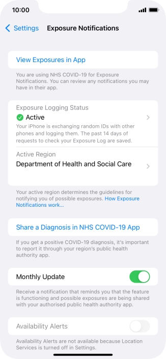 Press Exposure Logging Status.