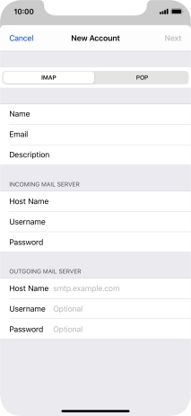 Press Host Name and key in the name or IP address of your email provider's outgoing server. Please note that if you can't send email messages when using your email provider's outgoing server, key in smtp.vodafone.net.au (Vodafone's outgoing server).