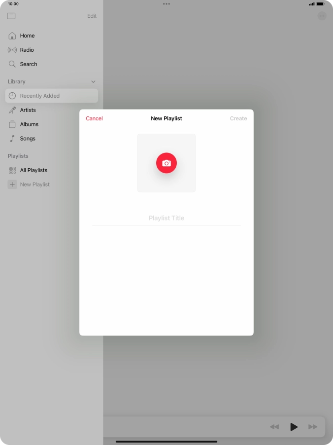 Press the text input field and key in a name for the playlist.