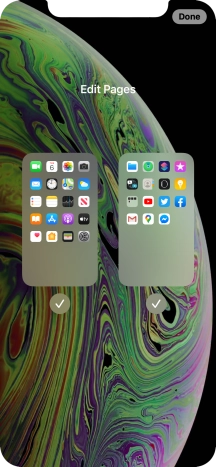 Press the fields below the required home screens to select or deselect them.