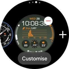 Press the required watch face.