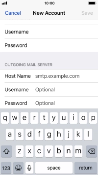 Press Host Name and key in the name or IP address of your email provider's outgoing server. Please note that if you can't send email messages when using your email provider's outgoing server, key in smtp.vodafone.net.au (Vodafone's outgoing server).