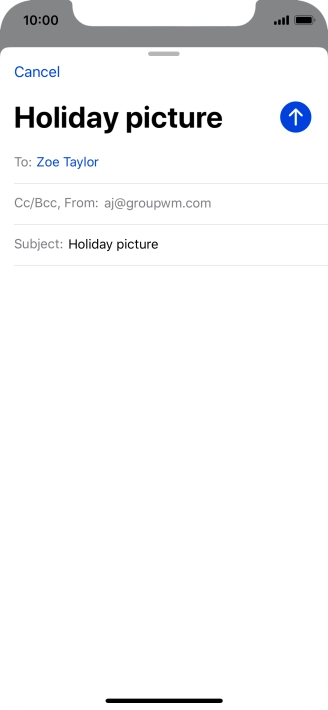 Press the text input field and write the text for your email message.