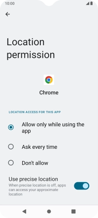 Press the required setting.
